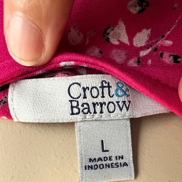 Croft & Barrow Pink Floral Chiffon Top with Cap Sleeves Size Large - Picture 6 of 8